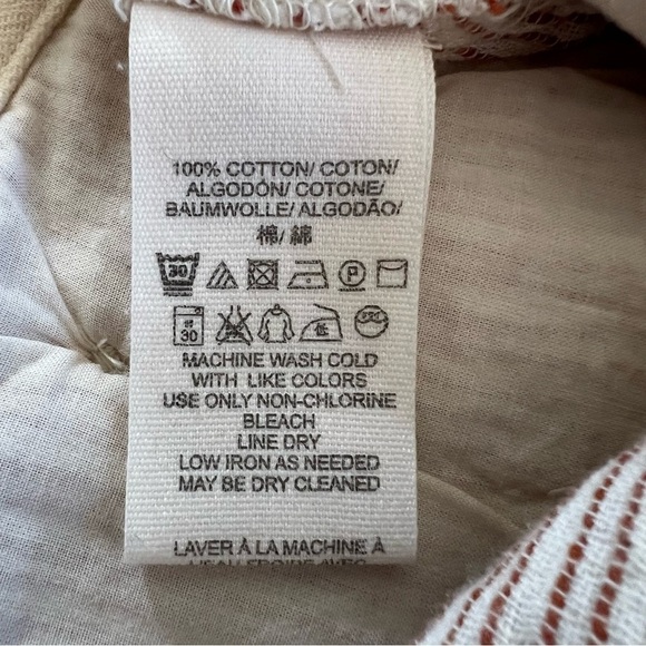 FREE PEOPLE Rumors Yarn Dye Harem Pants Natural Red Cream High Rise Crop Size 2 - Picture 10 of 12